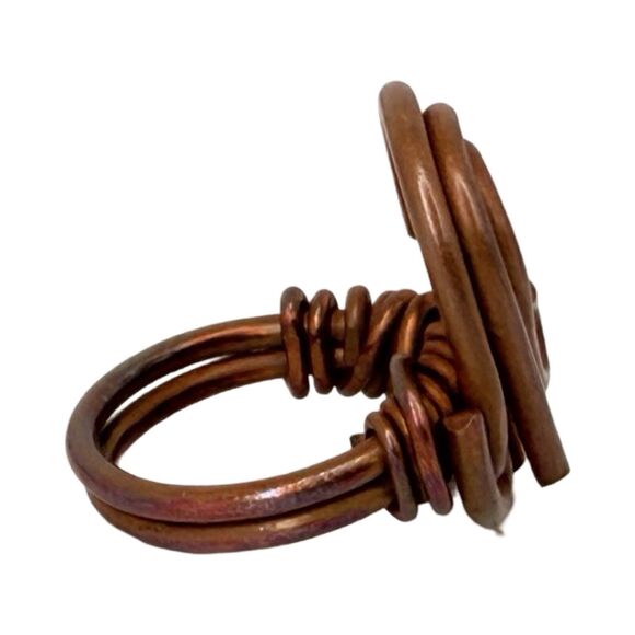 Copper Spiral Twist Statement Ring Sz 6 Art Deco Celtic Artesian - Picture 6 of 15